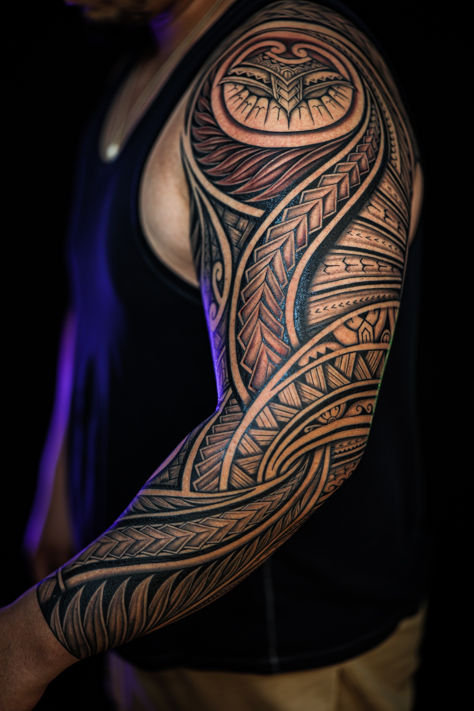 Polynesian arm sleeve tattoo by Joshawa Elsas – IslandTAT San Diego