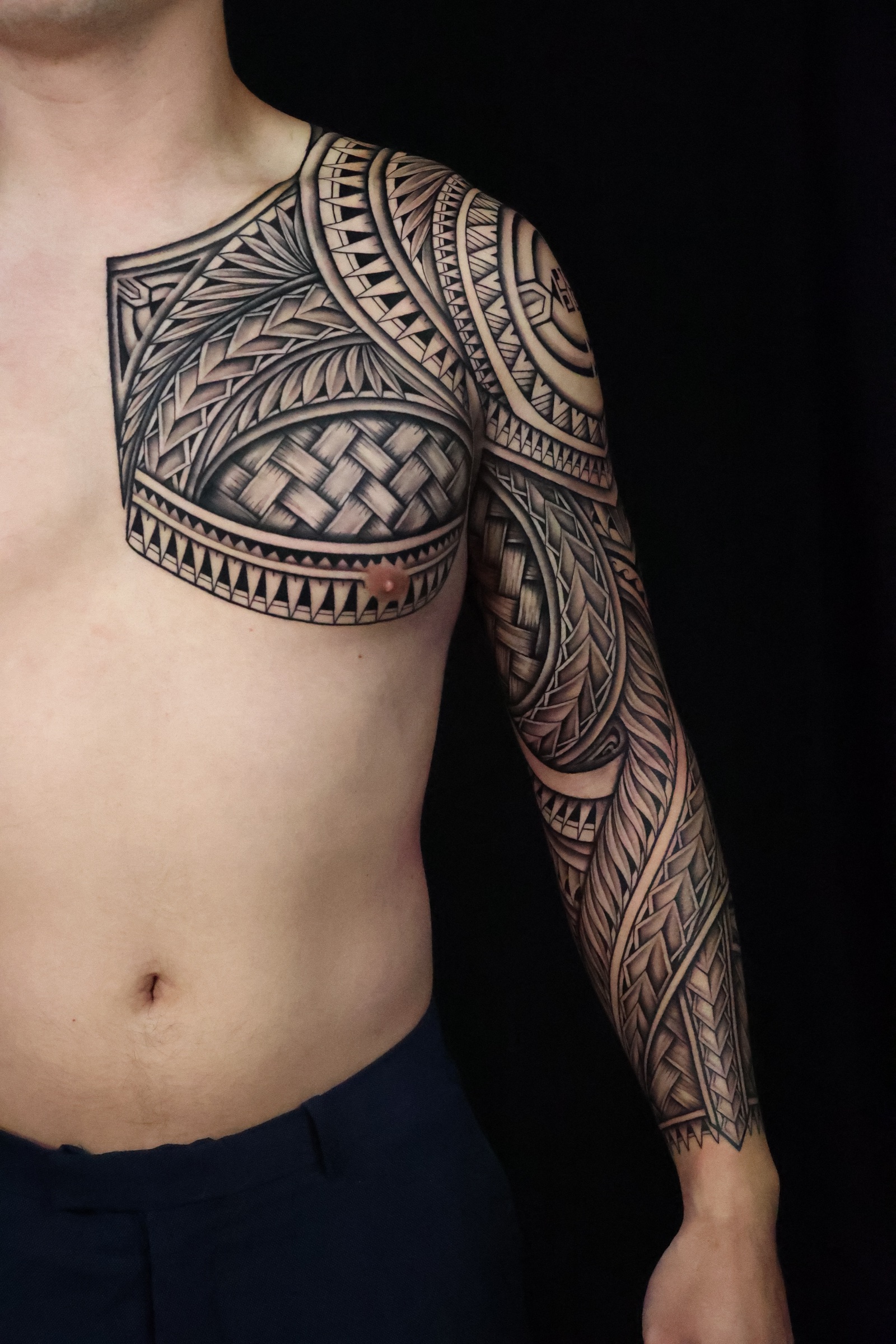 Polynesian chest tattoo by Joshawa Elsas – IslandTAT San Diego