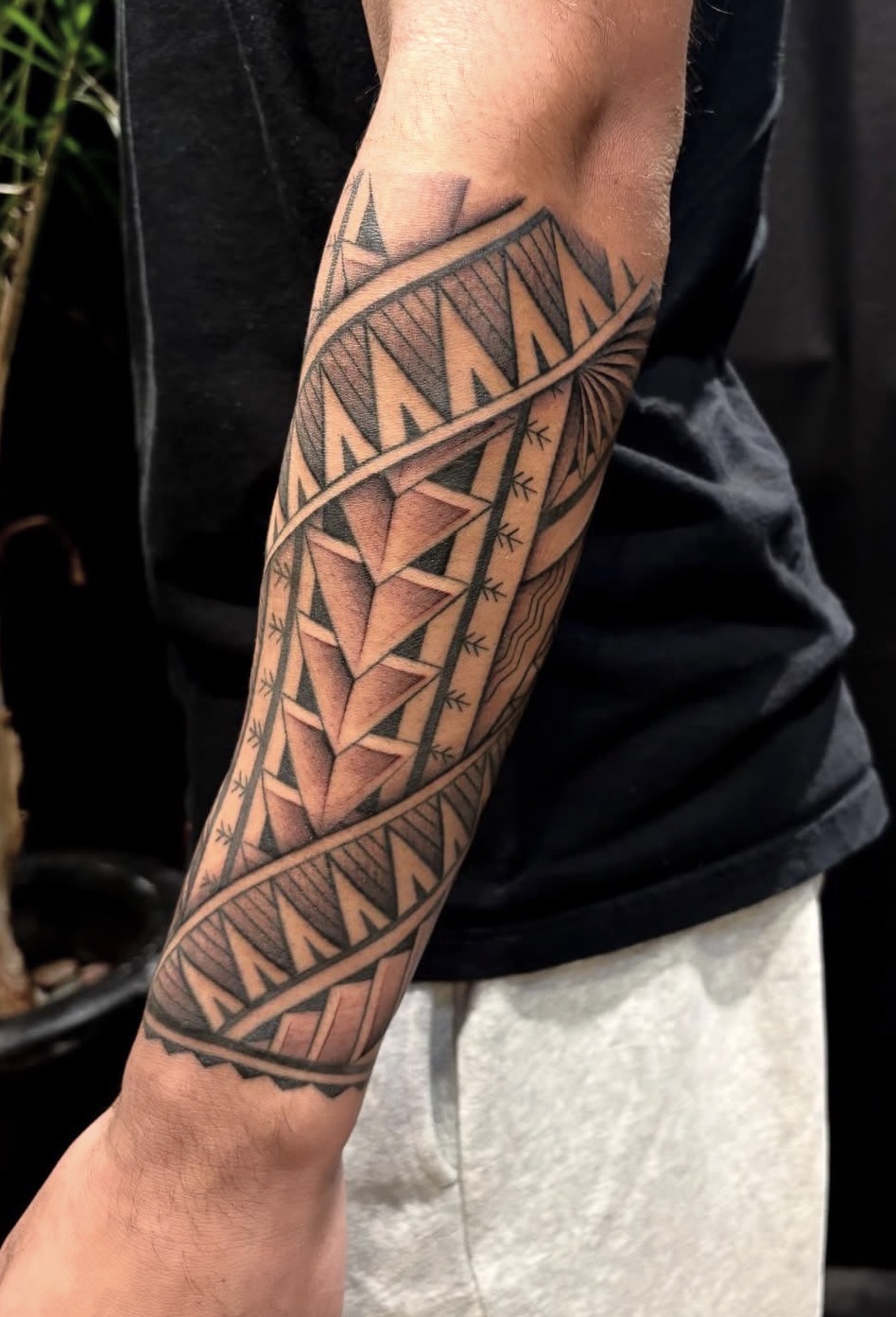 Polynesian arm sleeve tattoo by Maddy Tellez – IslandTAT San Diego