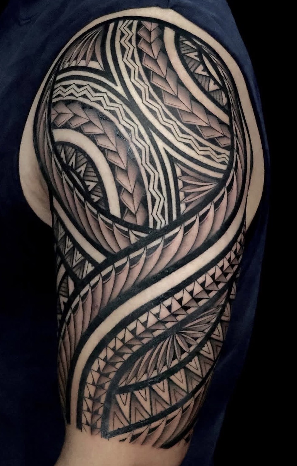 Polynesian arm sleeve tattoo by Maddy Tellez – IslandTAT San Diego
