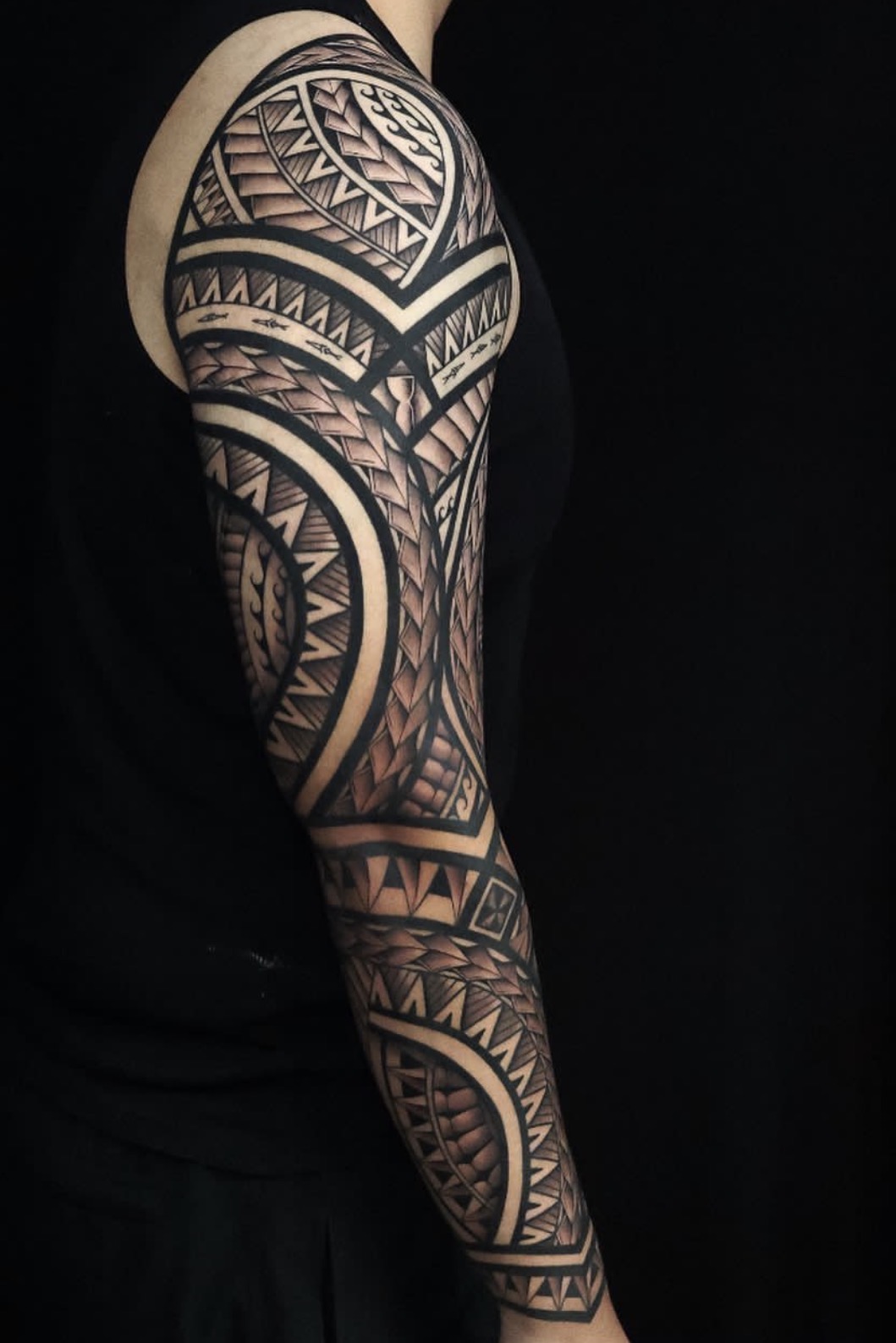 Polynesian arm sleeve tattoo by Maddy Tellez – IslandTAT San Diego