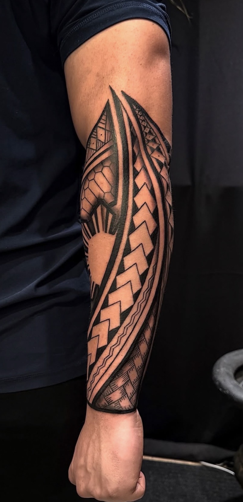 Polynesian arm sleeve tattoo by Tanner Magbanua – IslandTAT San Diego