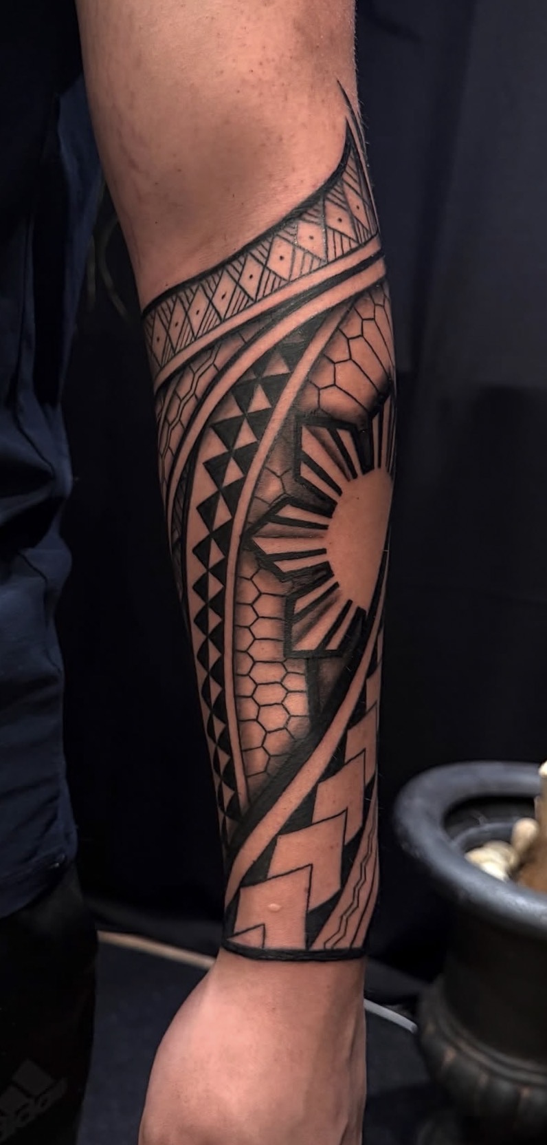 Polynesian forearm tattoo by Tanner Magbanua – IslandTAT San Diego
