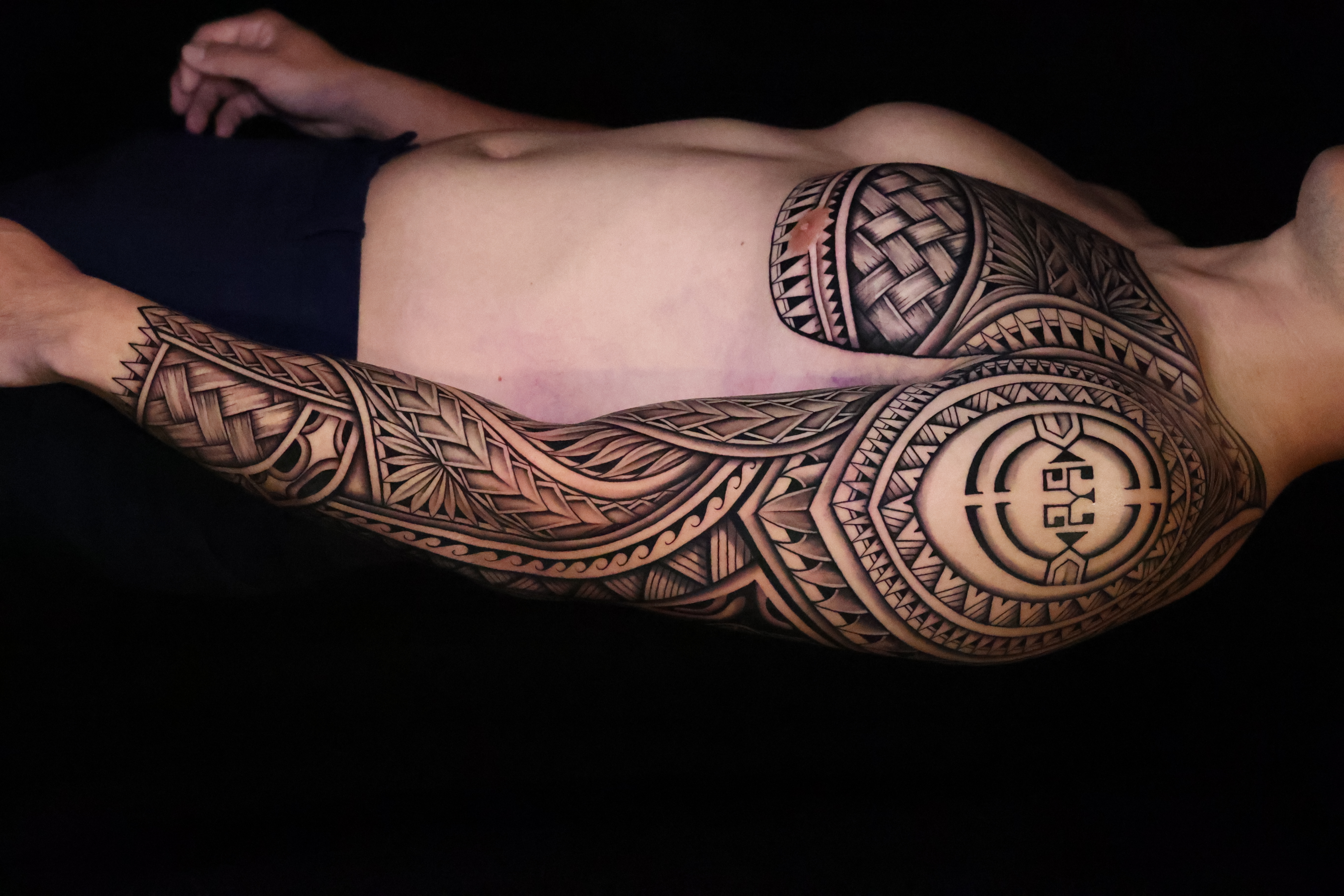 Polynesian arm sleeves tattoo by Joshawa Elsas – IslandTAT San Diego