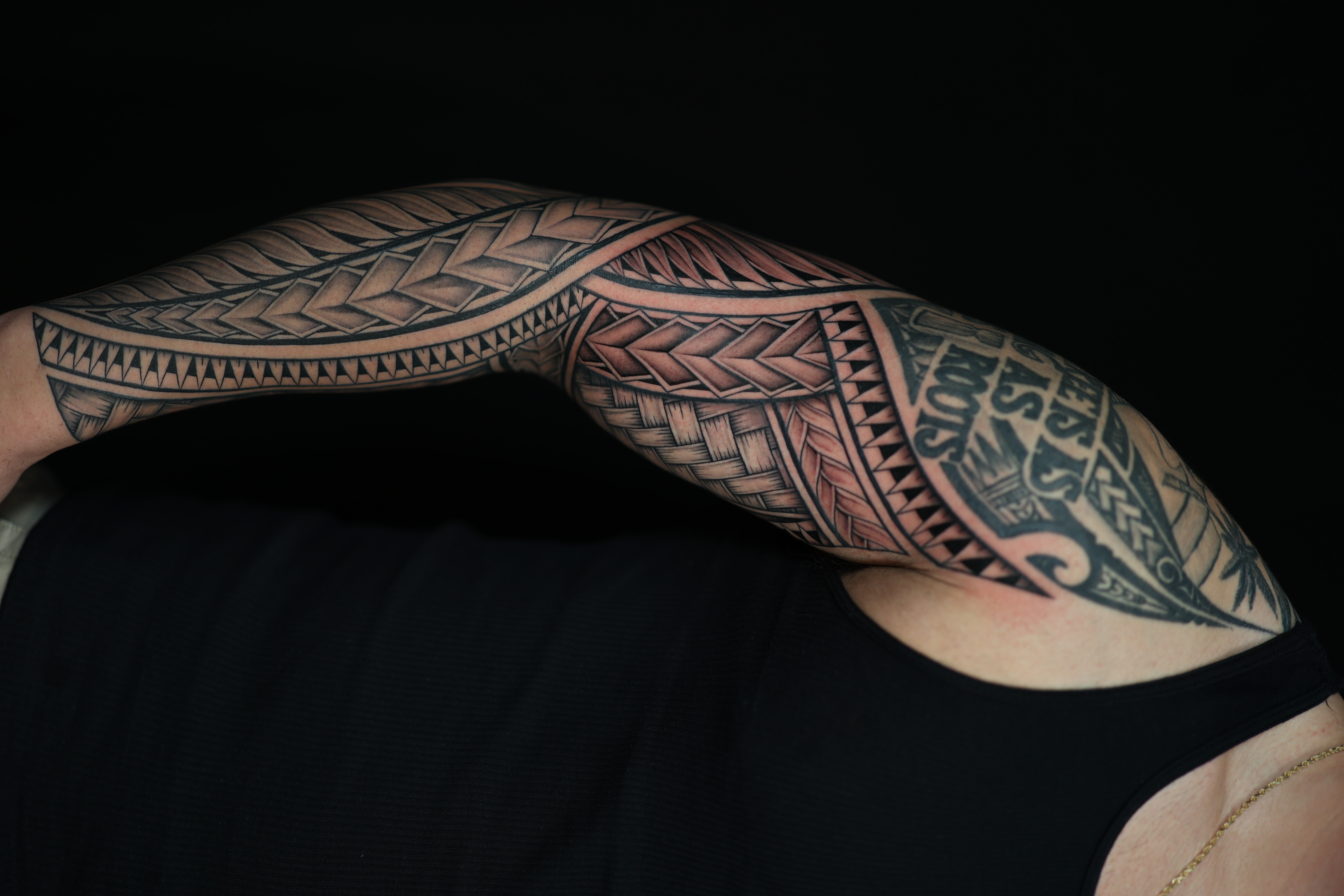 Polynesian arm sleeves tattoo by Joshawa Elsas – IslandTAT San Diego