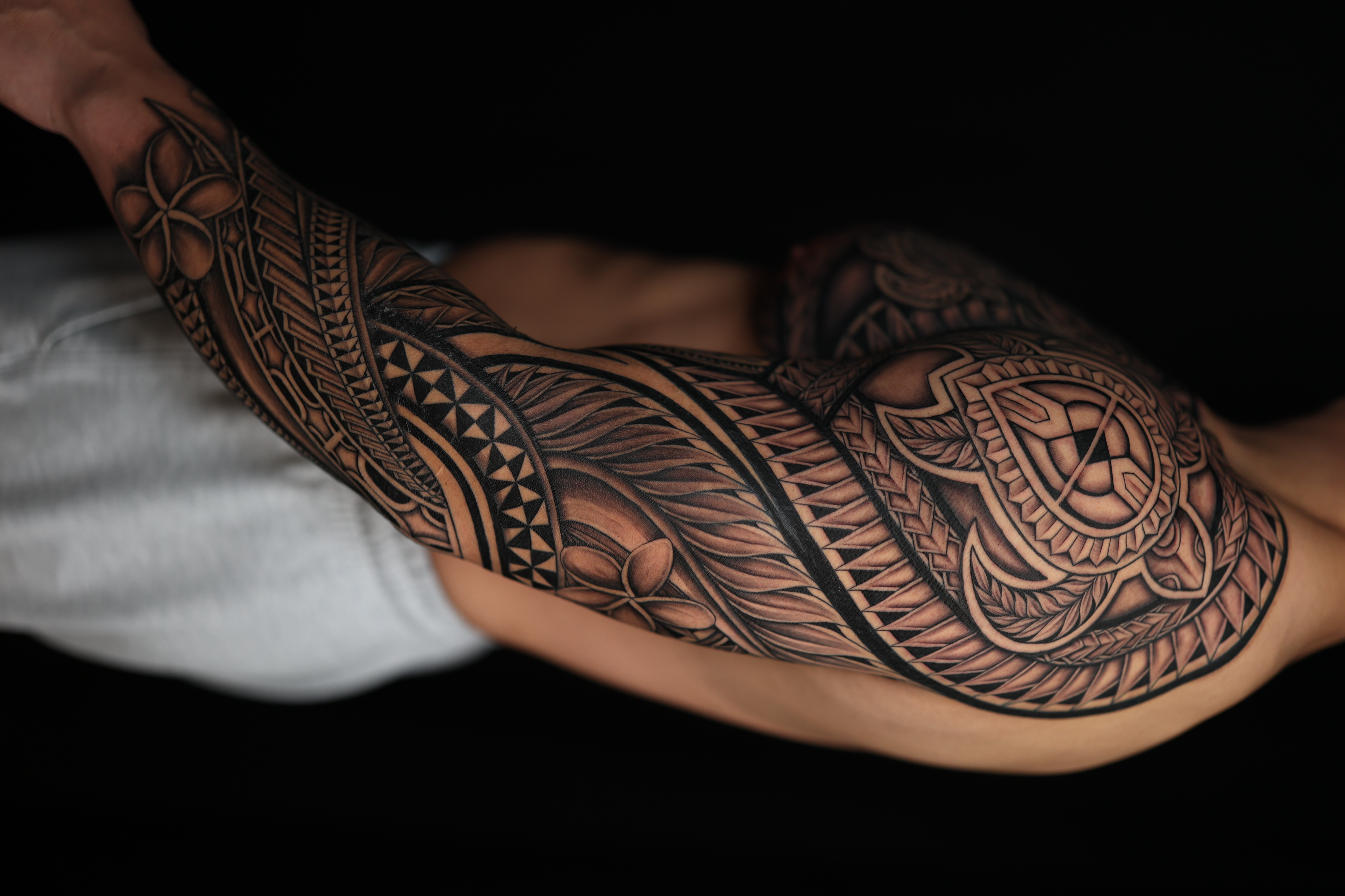 Polynesian arm sleeves tattoo by Joshawa Elsas – IslandTAT San Diego