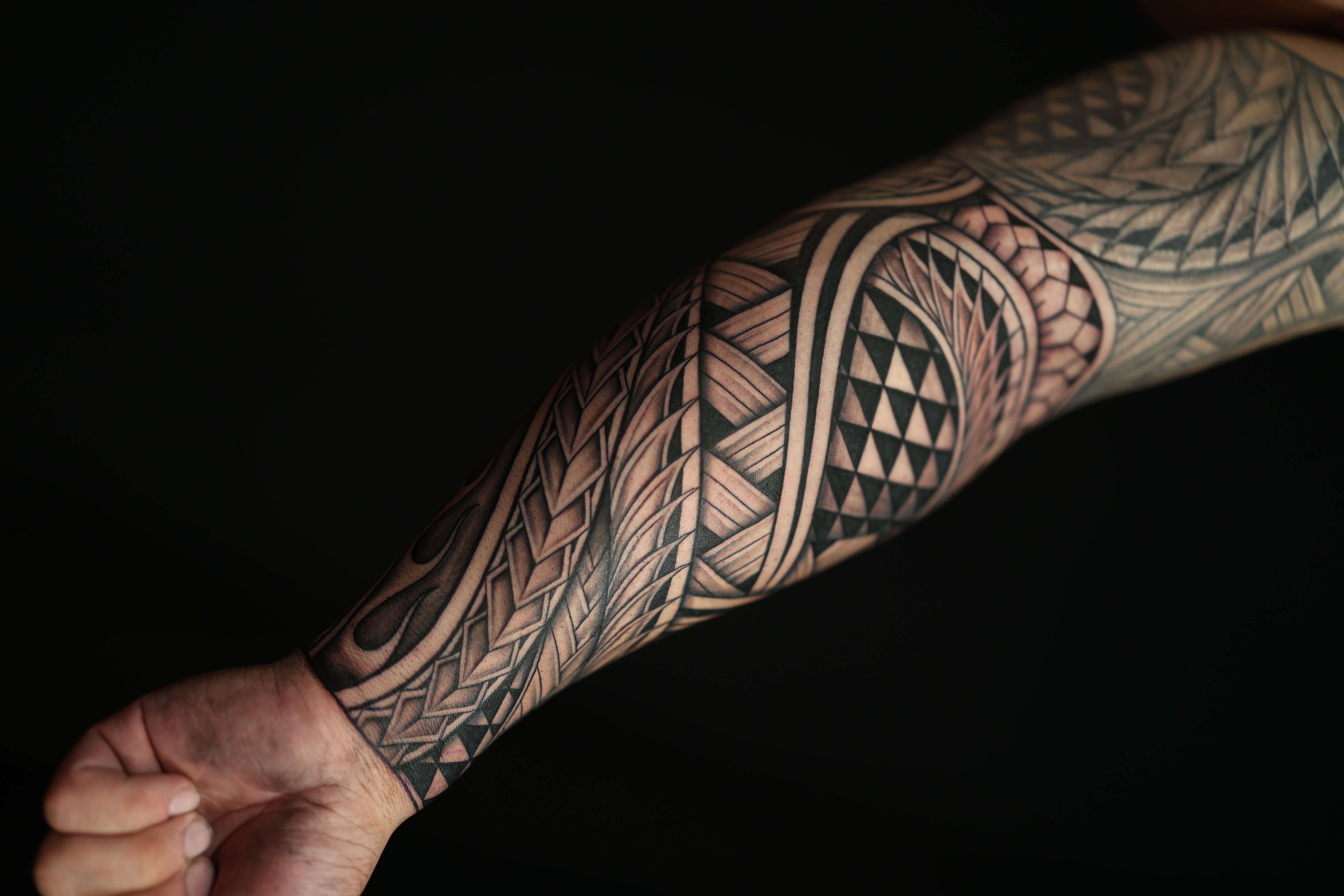Polynesian arm sleeves tattoo by Joshawa Elsas – IslandTAT San Diego