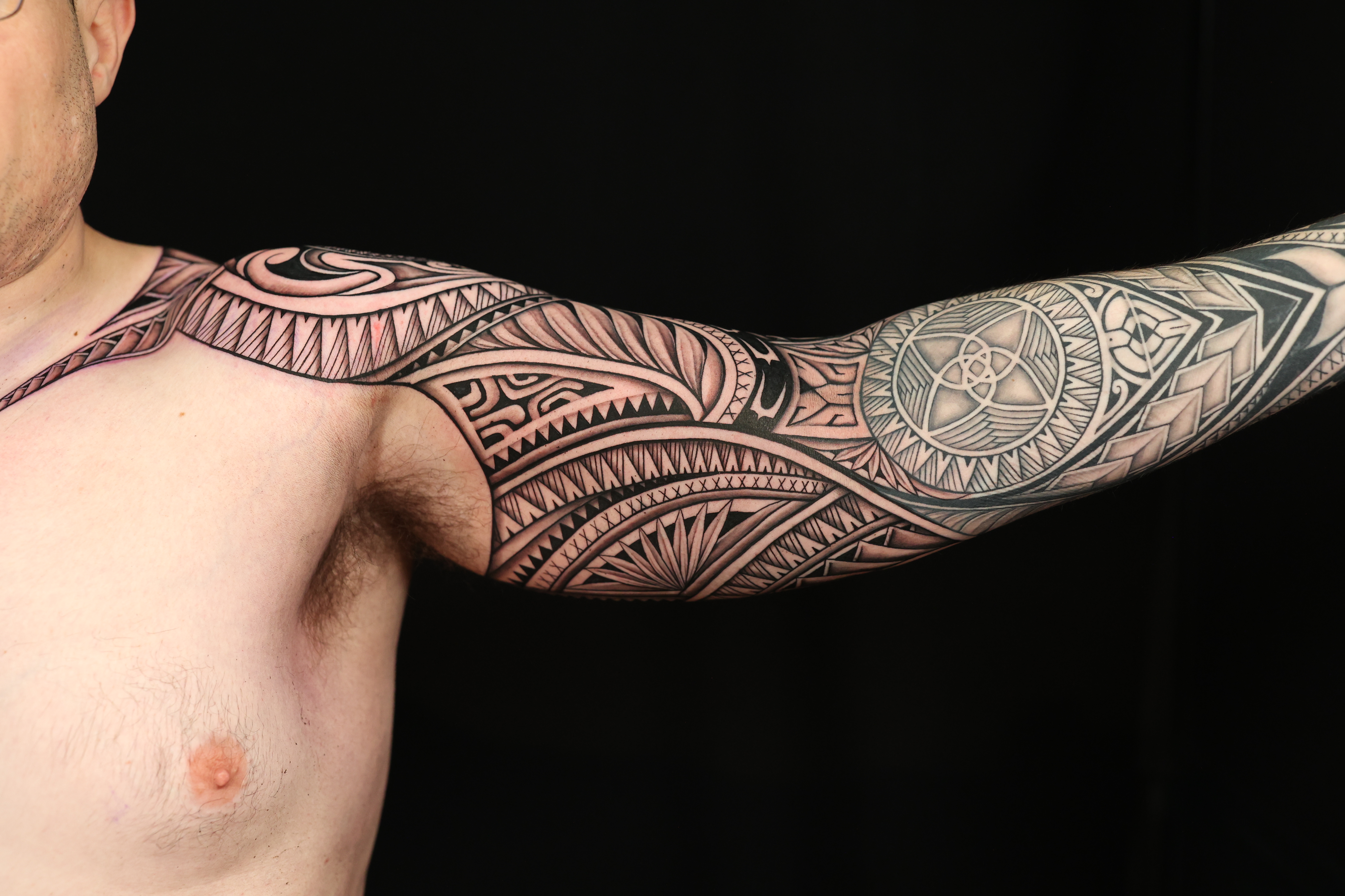 Polynesian arm sleeves tattoo by Joshawa Elsas – IslandTAT San Diego