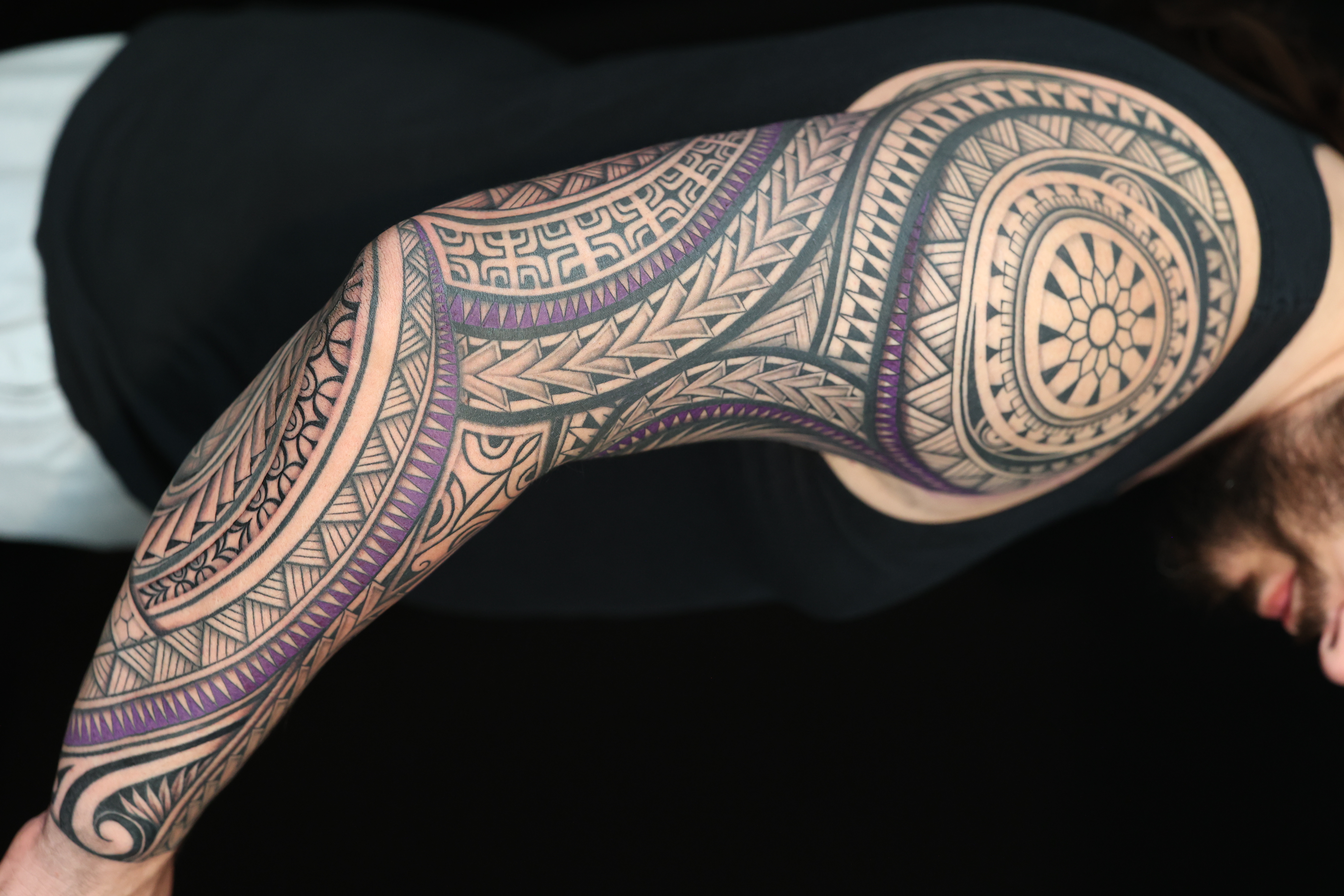 Polynesian arm sleeves tattoo by Joshawa Elsas – IslandTAT San Diego