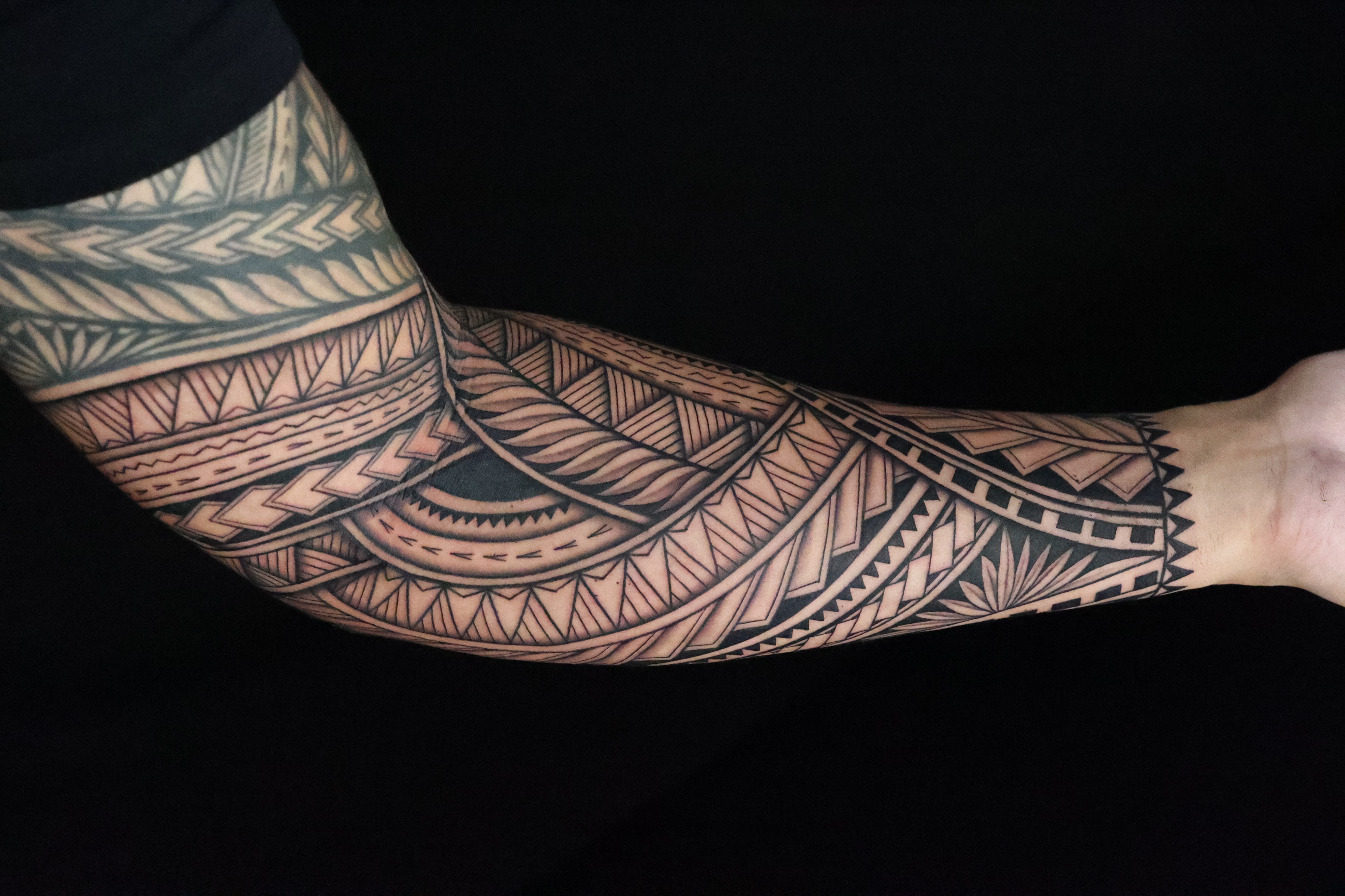 Polynesian arm sleeves tattoo by Joshawa Elsas – IslandTAT San Diego