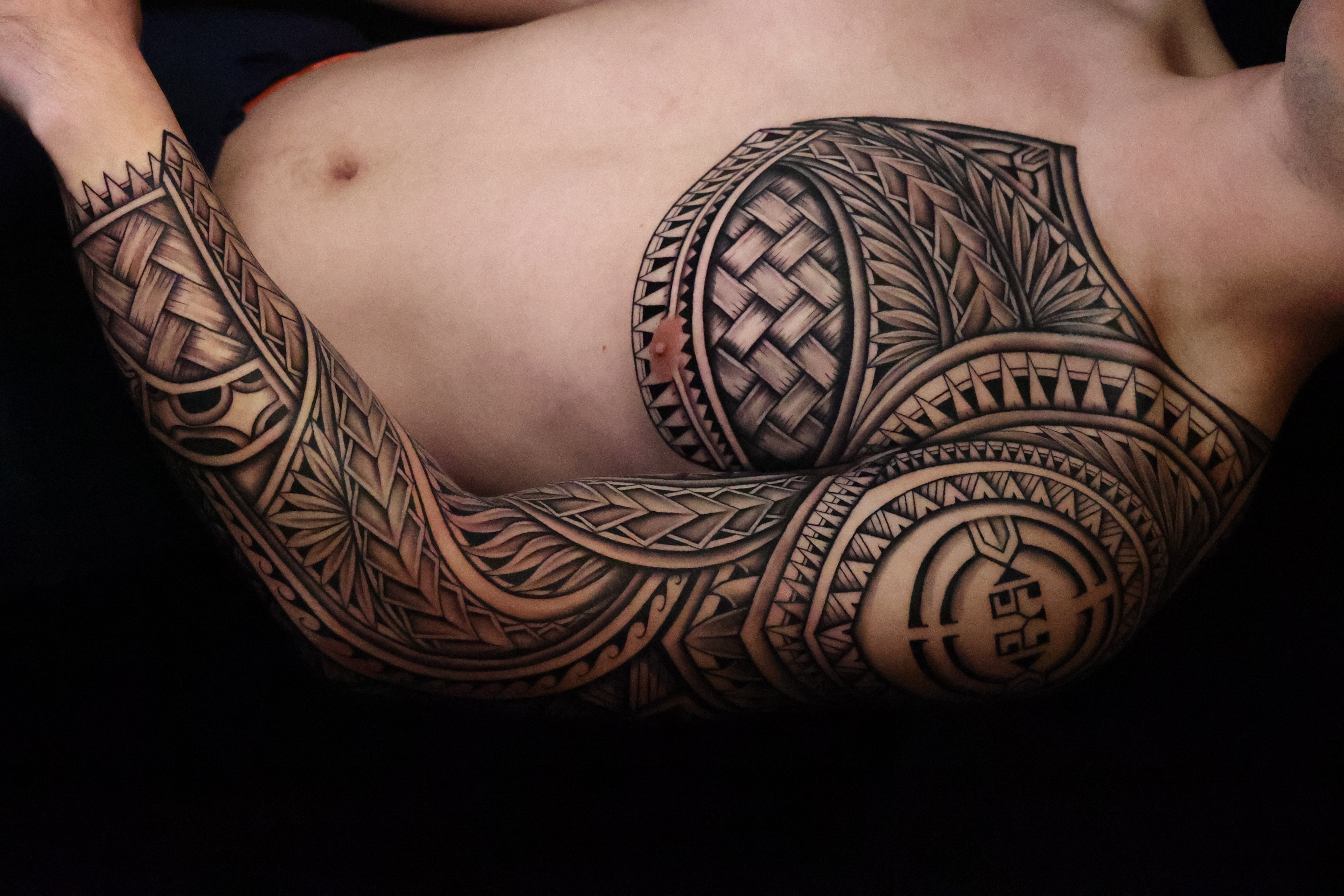 Polynesian arm sleeves tattoo by Joshawa Elsas – IslandTAT San Diego
