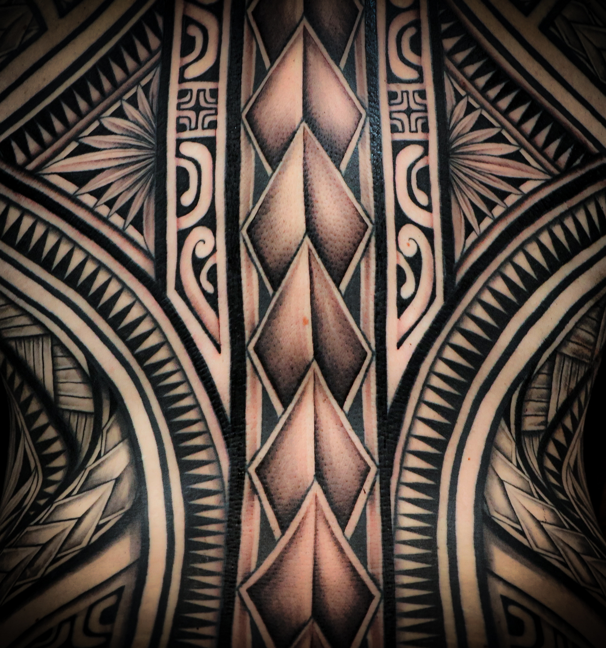 Polynesian back pieces tattoo by Joshawa Elsas – IslandTAT San Diego