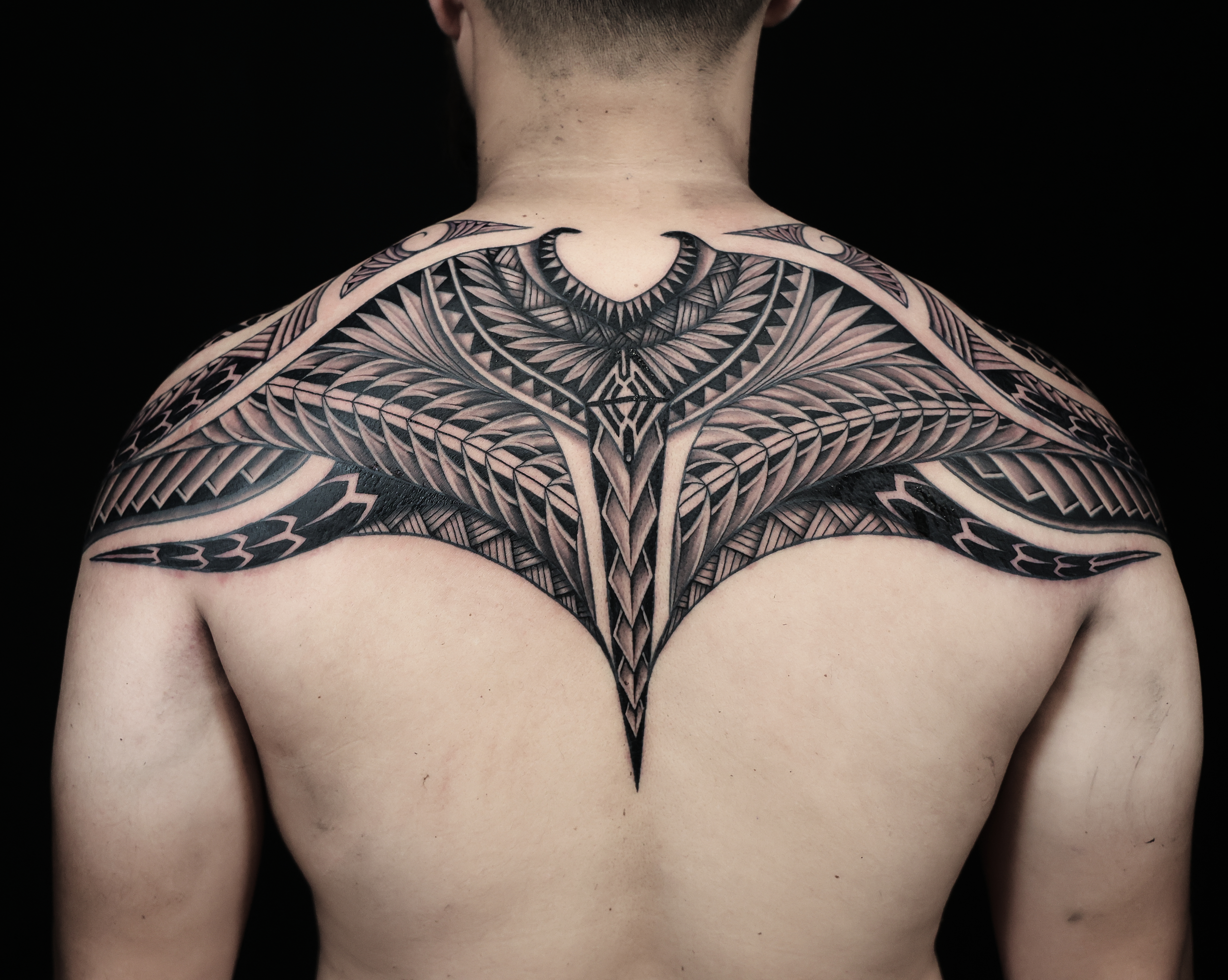 Polynesian back pieces tattoo by Joshawa Elsas – IslandTAT San Diego