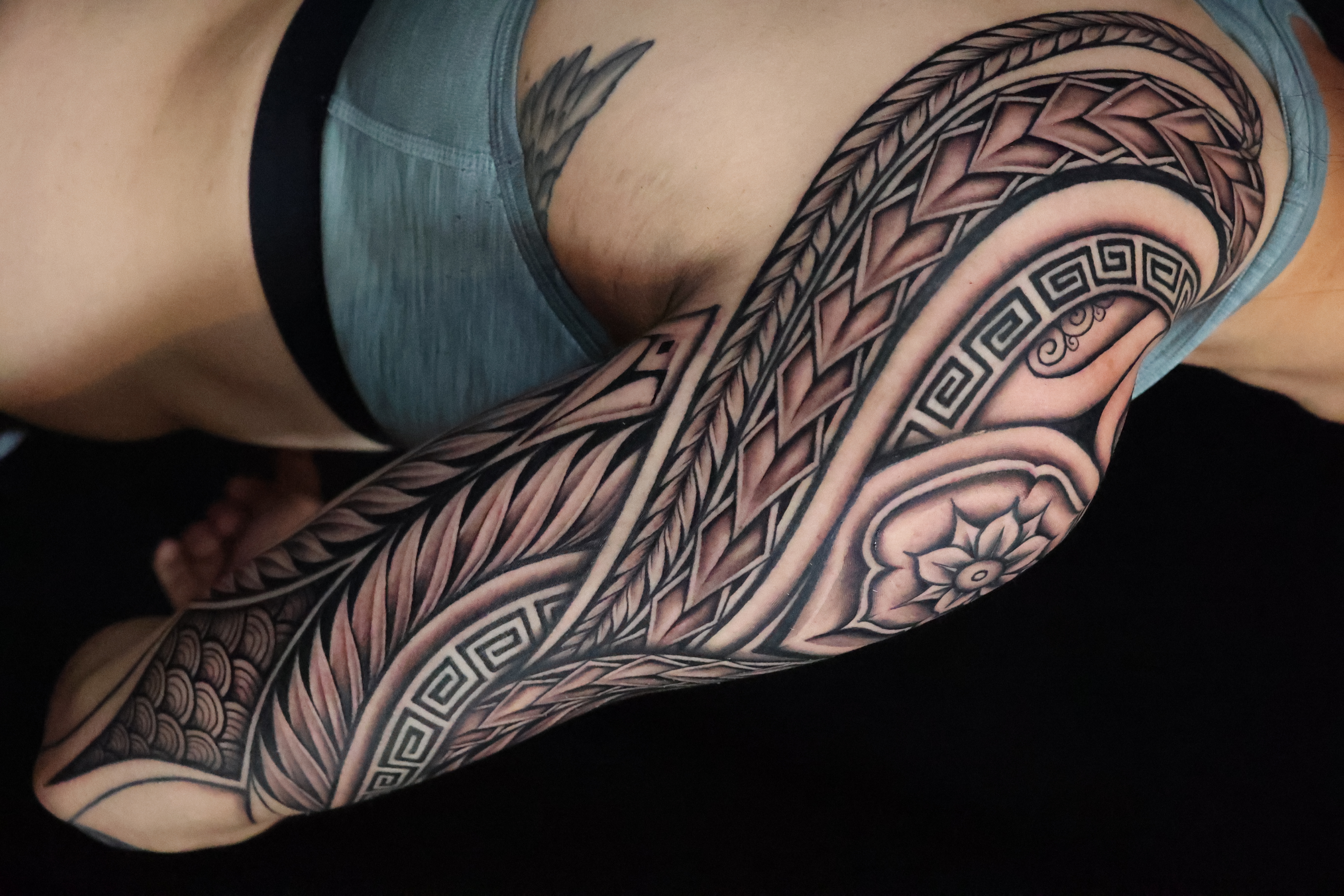 Polynesian half sleeves tattoo by Joshawa Elsas – IslandTAT San Diego