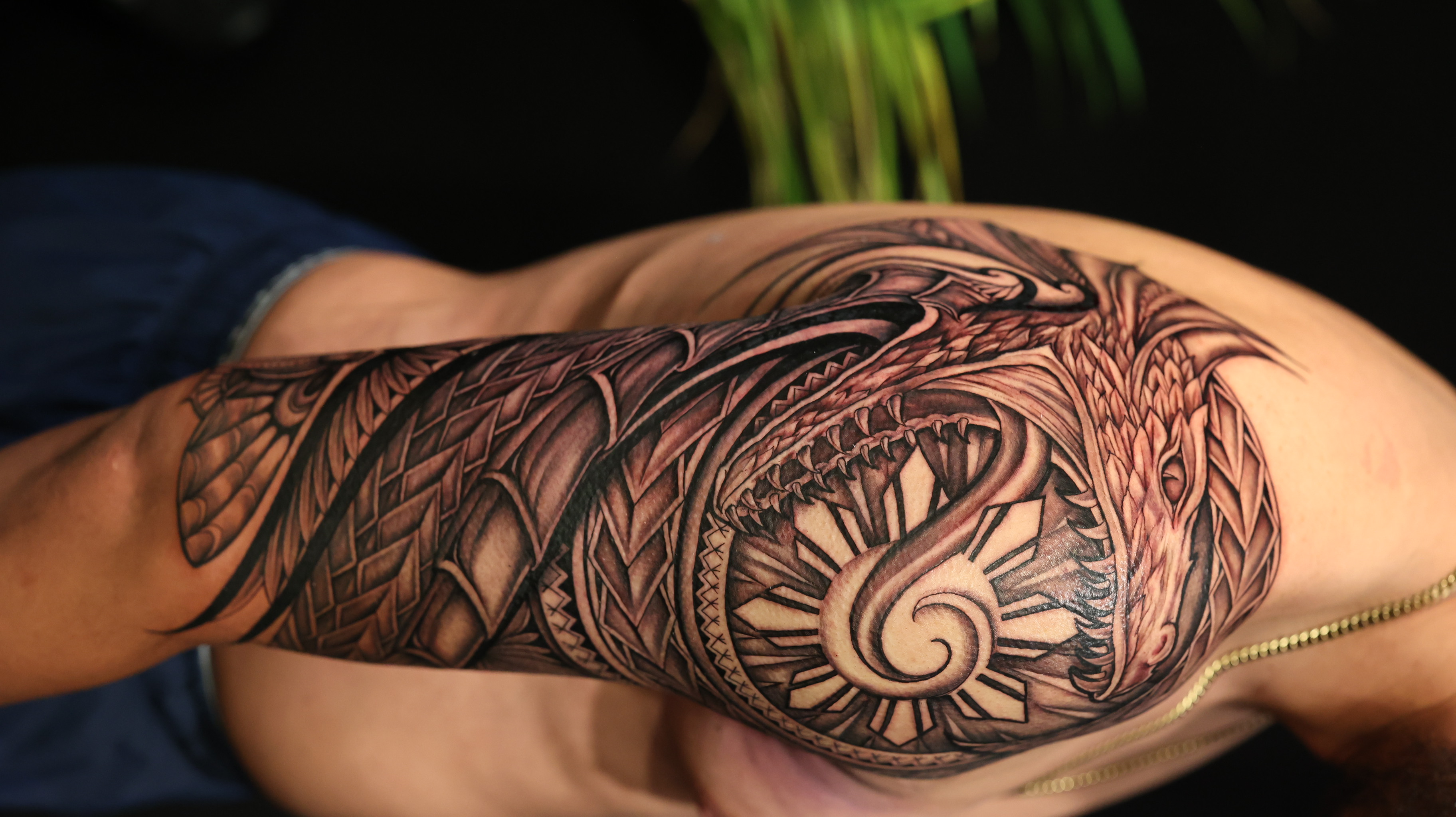 Polynesian half sleeves tattoo by Joshawa Elsas – IslandTAT San Diego