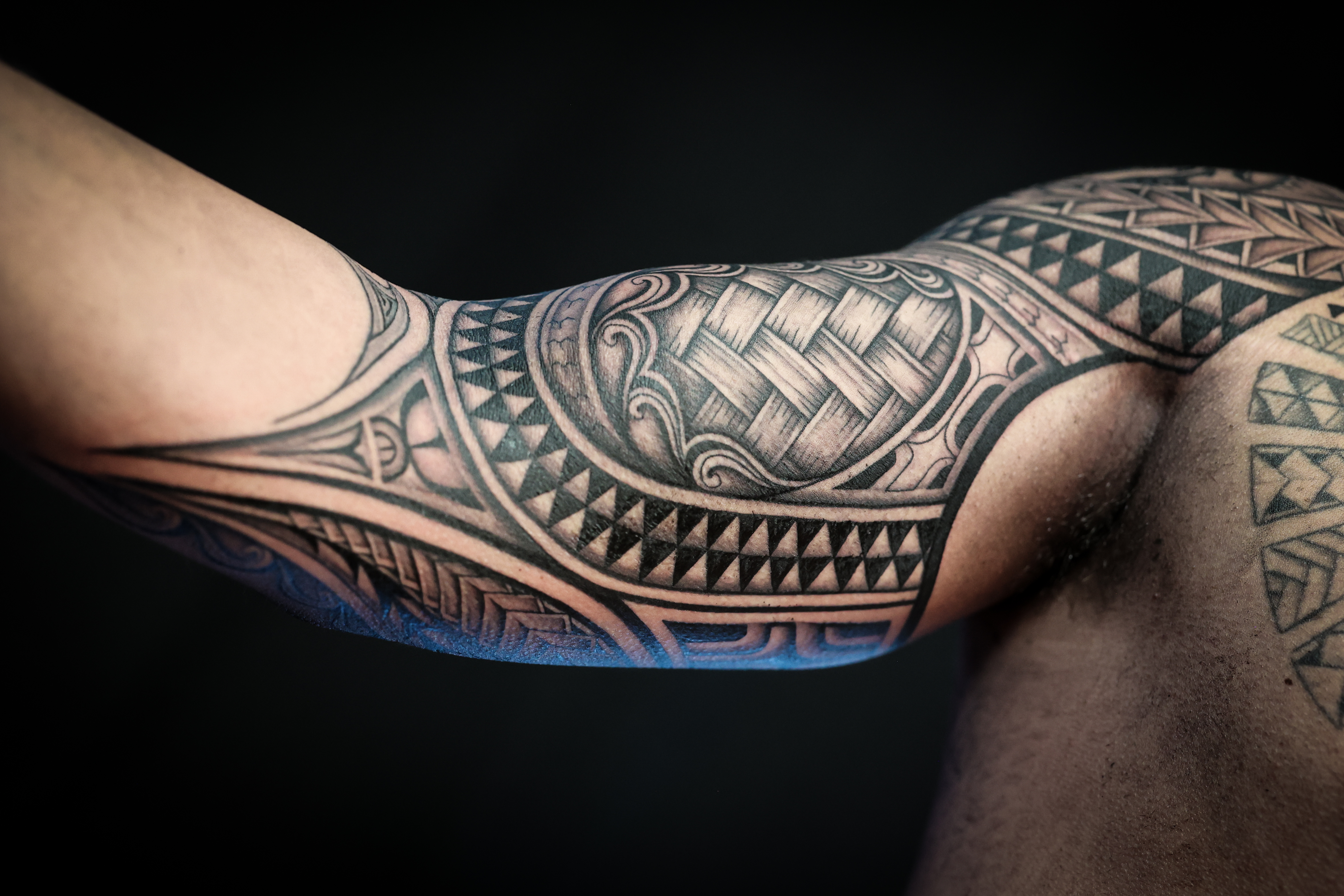 Polynesian half sleeves tattoo by Joshawa Elsas – IslandTAT San Diego