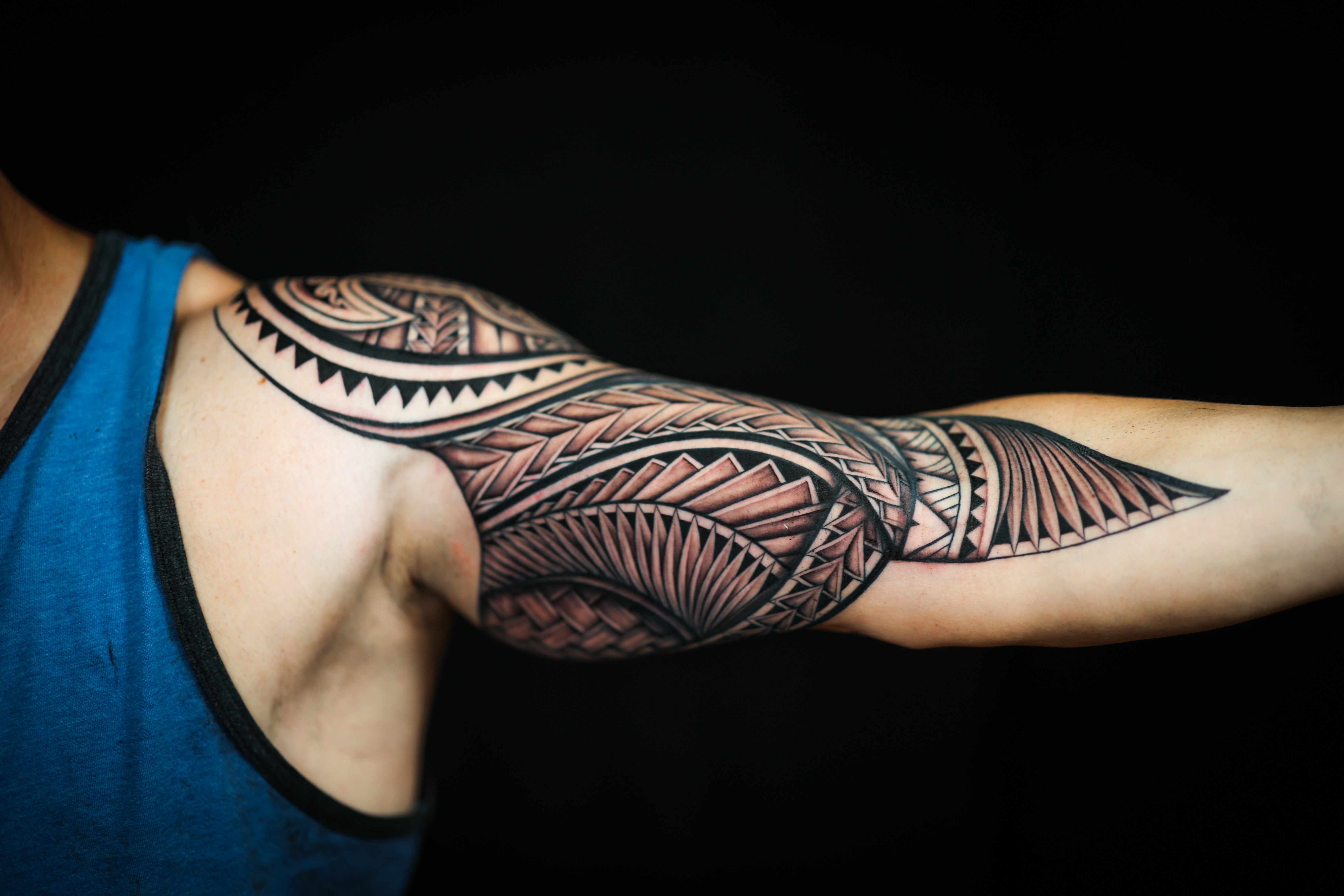 Polynesian half sleeves tattoo by Joshawa Elsas – IslandTAT San Diego