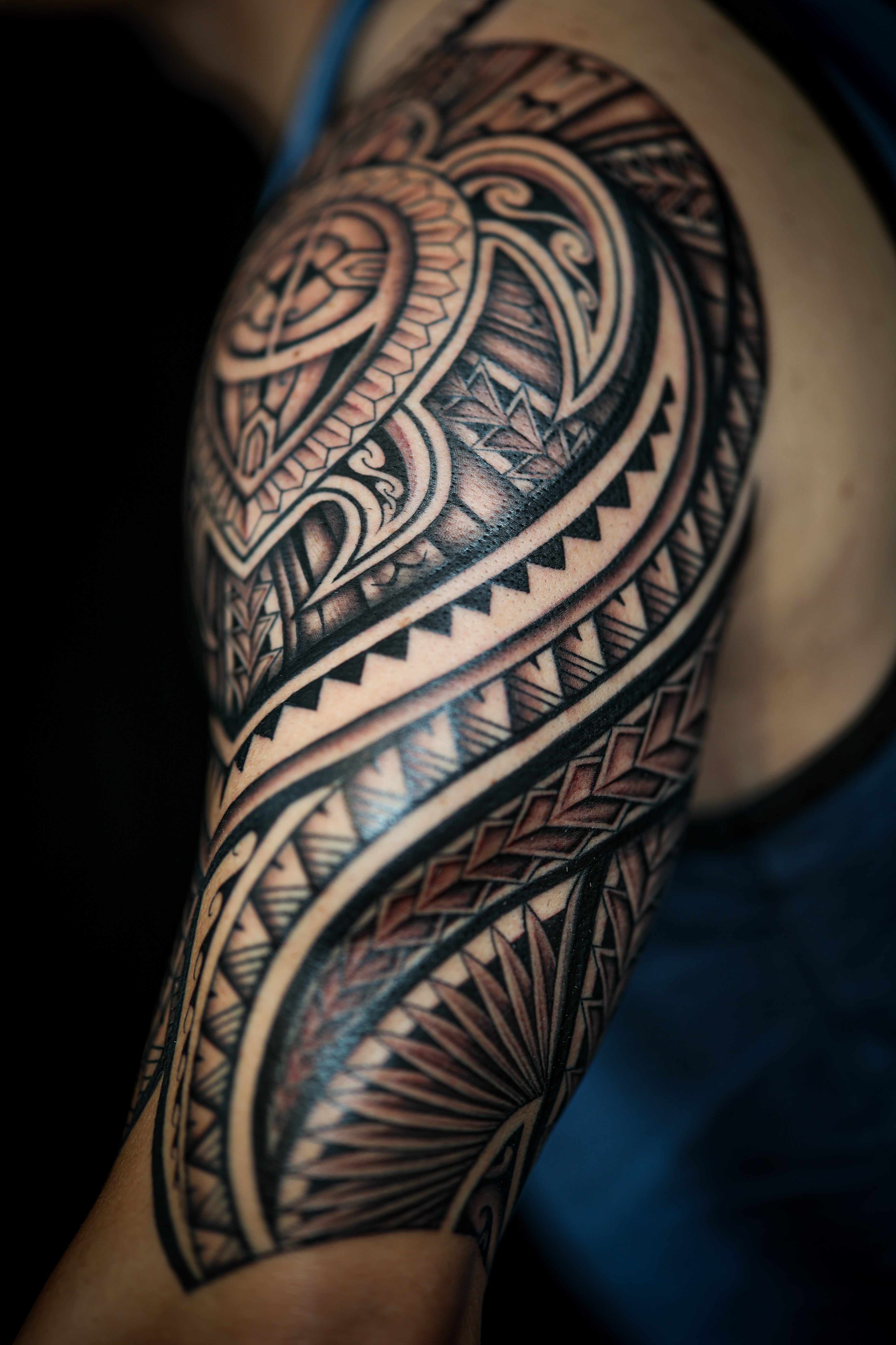 Polynesian half sleeves tattoo by Joshawa Elsas – IslandTAT San Diego