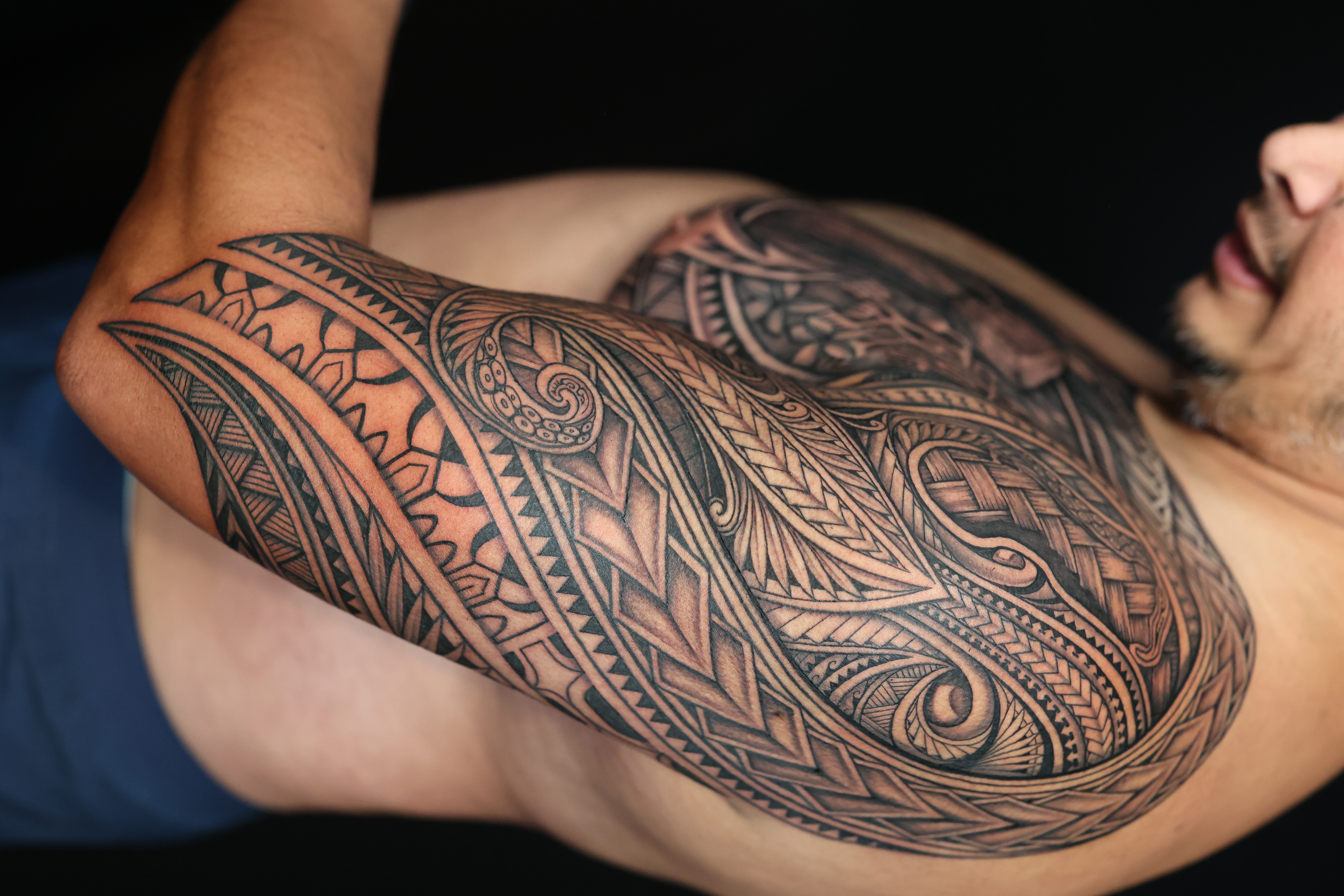 Polynesian half sleeves tattoo by Joshawa Elsas – IslandTAT San Diego