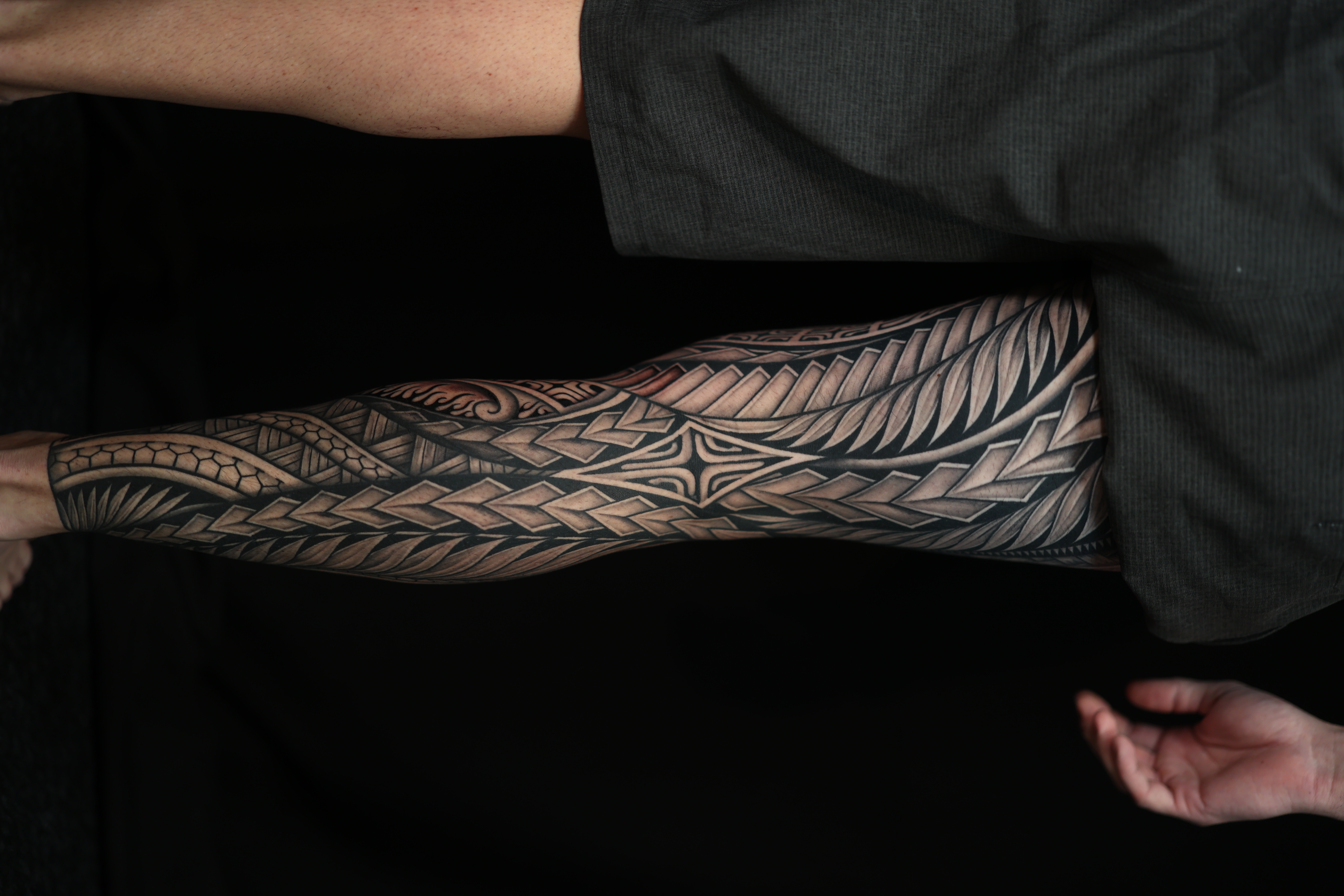 Polynesian leg sleeves tattoo by Joshawa Elsas – IslandTAT San Diego