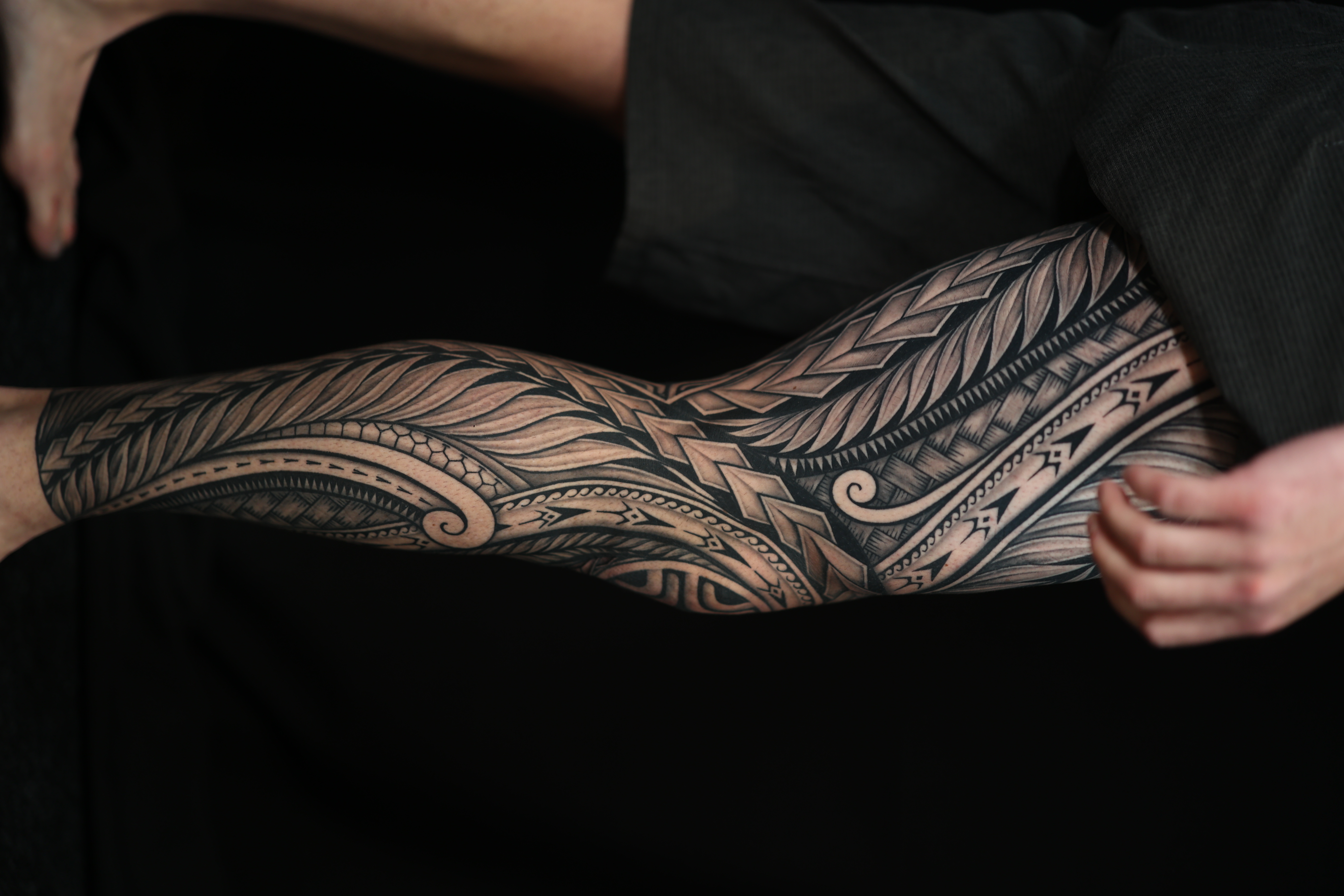 Polynesian leg sleeves tattoo by Joshawa Elsas – IslandTAT San Diego
