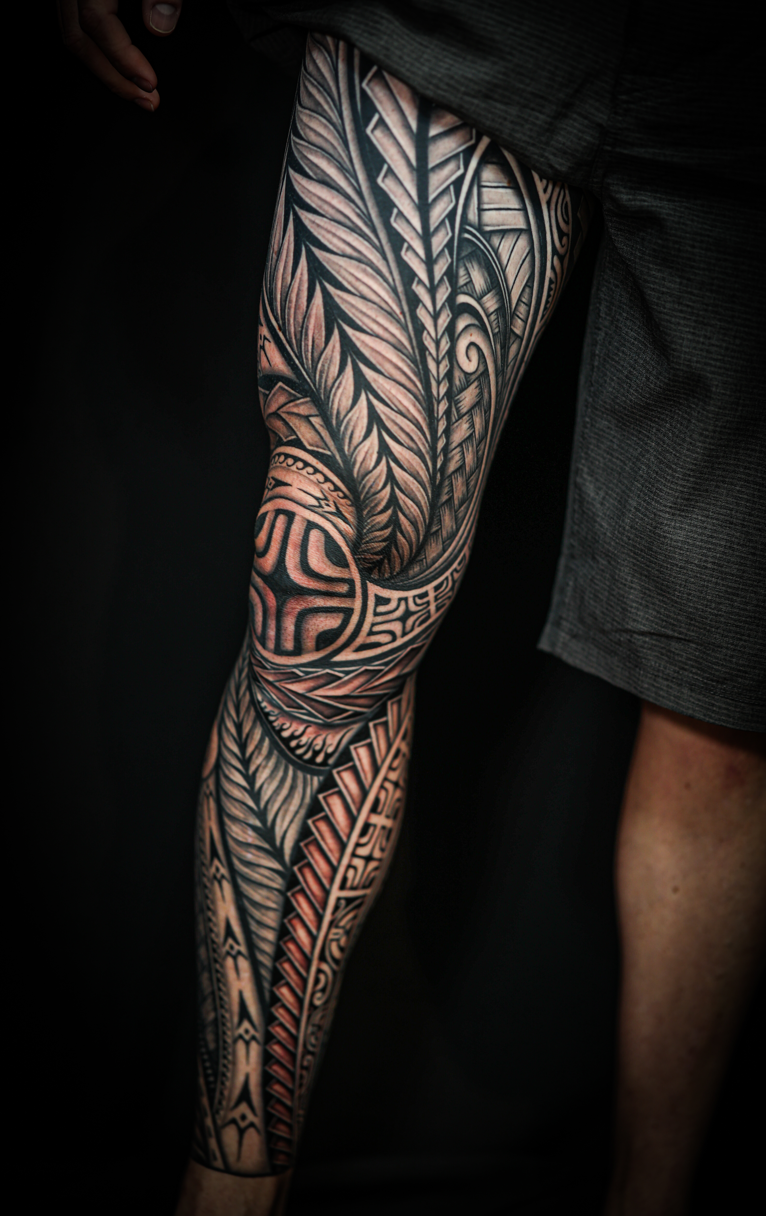 Polynesian leg sleeves tattoo by Joshawa Elsas – IslandTAT San Diego