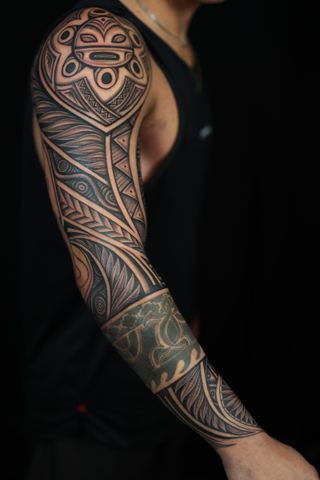 Joshawa Elsas · Arm Sleeve — Polynesian tattoo by IslandTAT San Diego