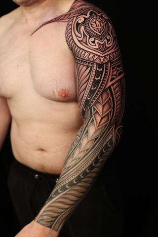 Joshawa Elsas · Arm Sleeve — Polynesian tattoo by IslandTAT San Diego