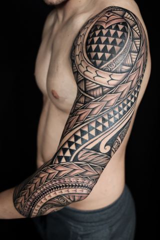 Joshawa Elsas · Arm Sleeve — Polynesian tattoo by IslandTAT San Diego