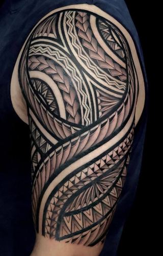 Maddy Tellez · Arm Sleeve — Polynesian tattoo by IslandTAT San Diego