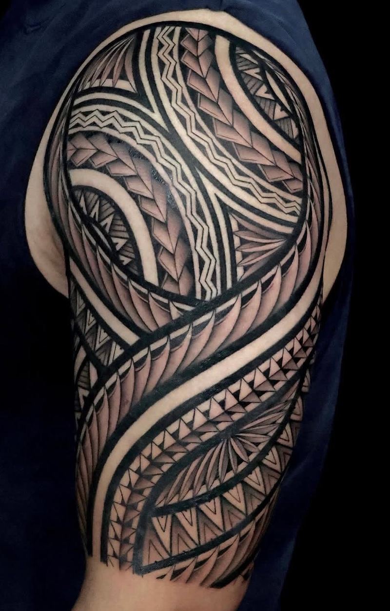 Polynesian arm sleeve tattoo by Maddy Tellez – IslandTAT San Diego