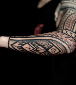 Maddy Tellez · Arm Sleeve — Polynesian tattoo by IslandTAT San Diego