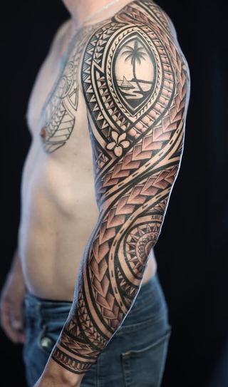 Maddy Tellez · Arm Sleeve — Polynesian tattoo by IslandTAT San Diego