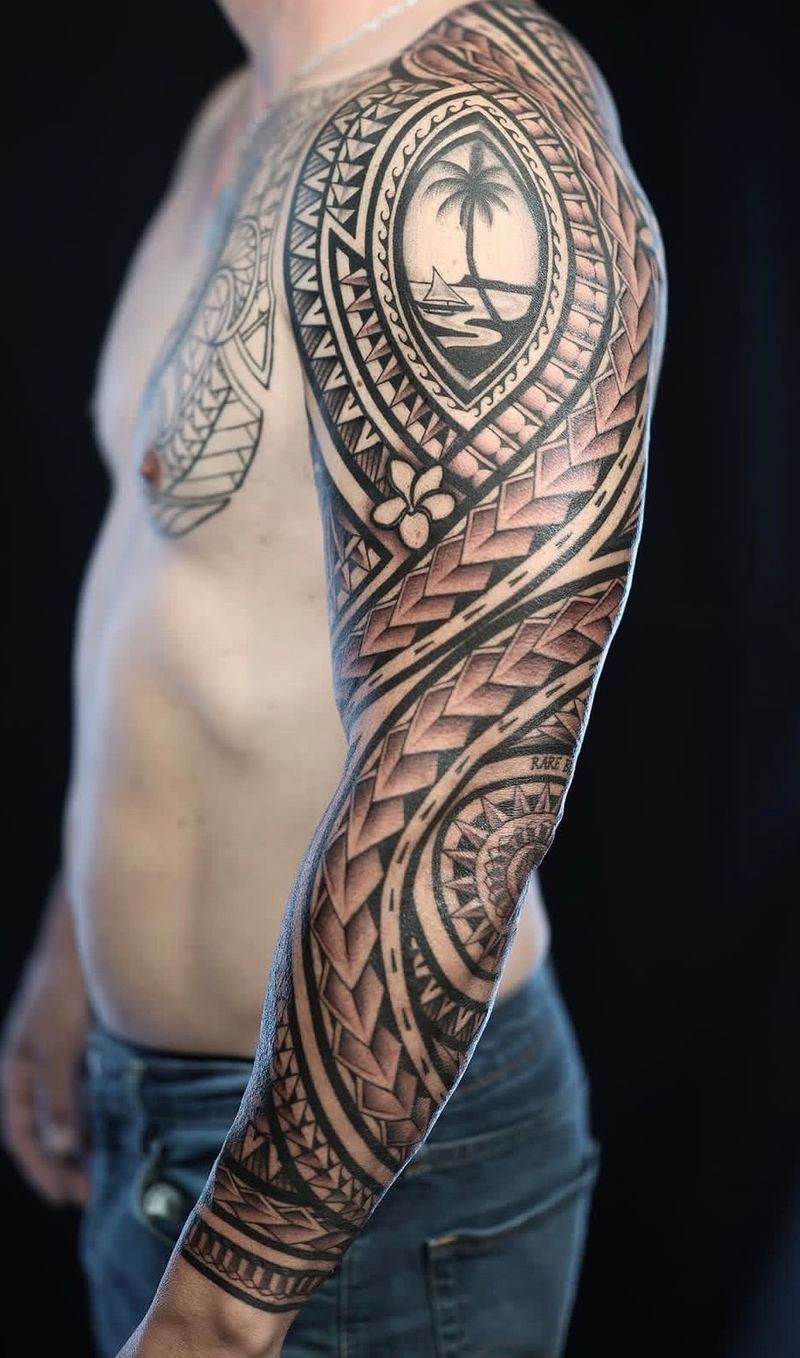 Polynesian arm sleeve tattoo by Maddy Tellez – IslandTAT San Diego
