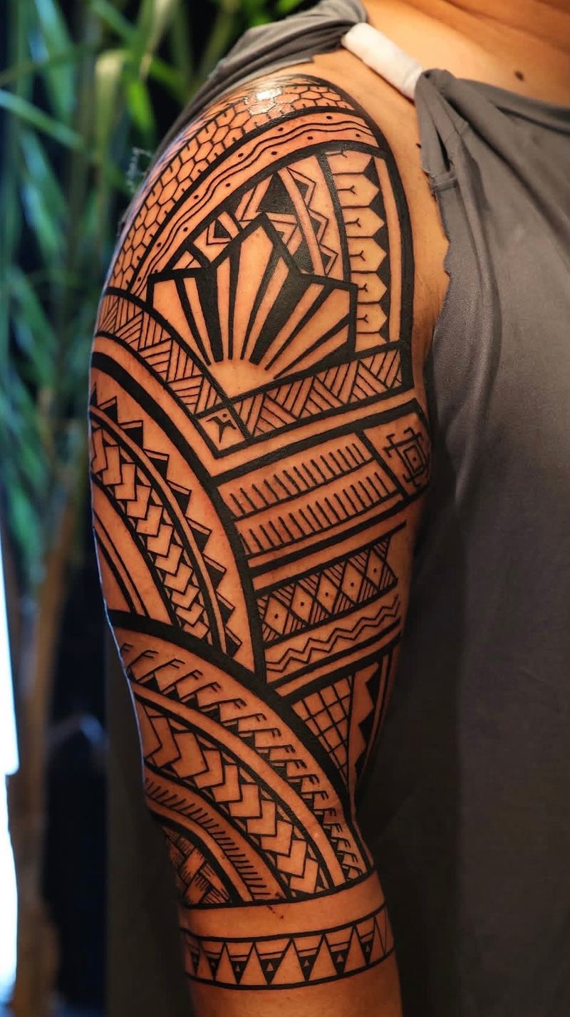 Polynesian arm sleeve tattoo by Tanner Magbanua – IslandTAT San Diego