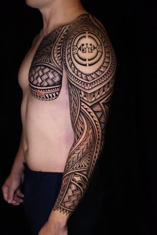 Joshawa Elsas · Arm Sleeves — Polynesian tattoo by IslandTAT San Diego