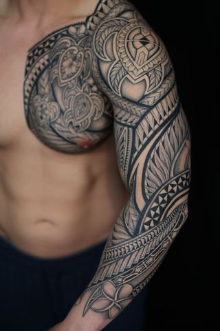 Joshawa Elsas · Arm Sleeves — Polynesian tattoo by IslandTAT San Diego