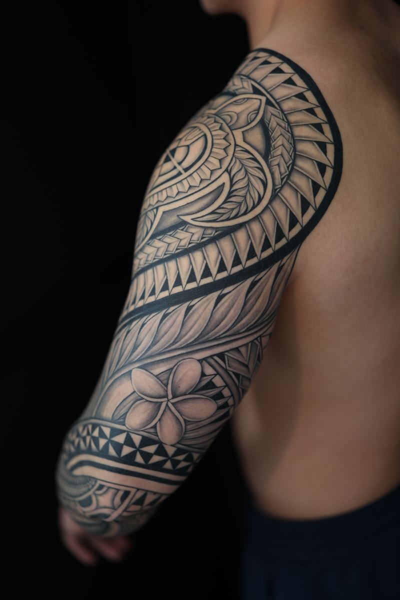 Polynesian arm sleeves tattoo by Joshawa Elsas – IslandTAT San Diego
