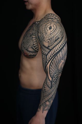 Joshawa Elsas · Arm Sleeves — Polynesian tattoo by IslandTAT San Diego