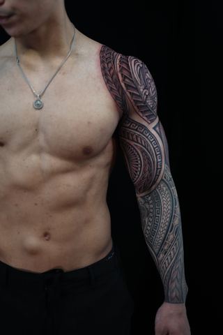 Joshawa Elsas · Arm Sleeves — Polynesian tattoo by IslandTAT San Diego
