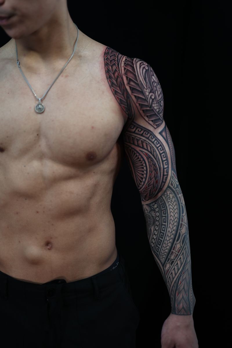Polynesian arm sleeves tattoo by Joshawa Elsas – IslandTAT San Diego