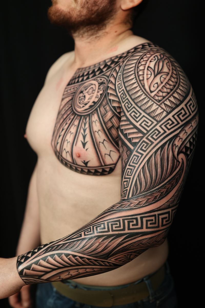 Polynesian arm sleeves tattoo by Joshawa Elsas – IslandTAT San Diego
