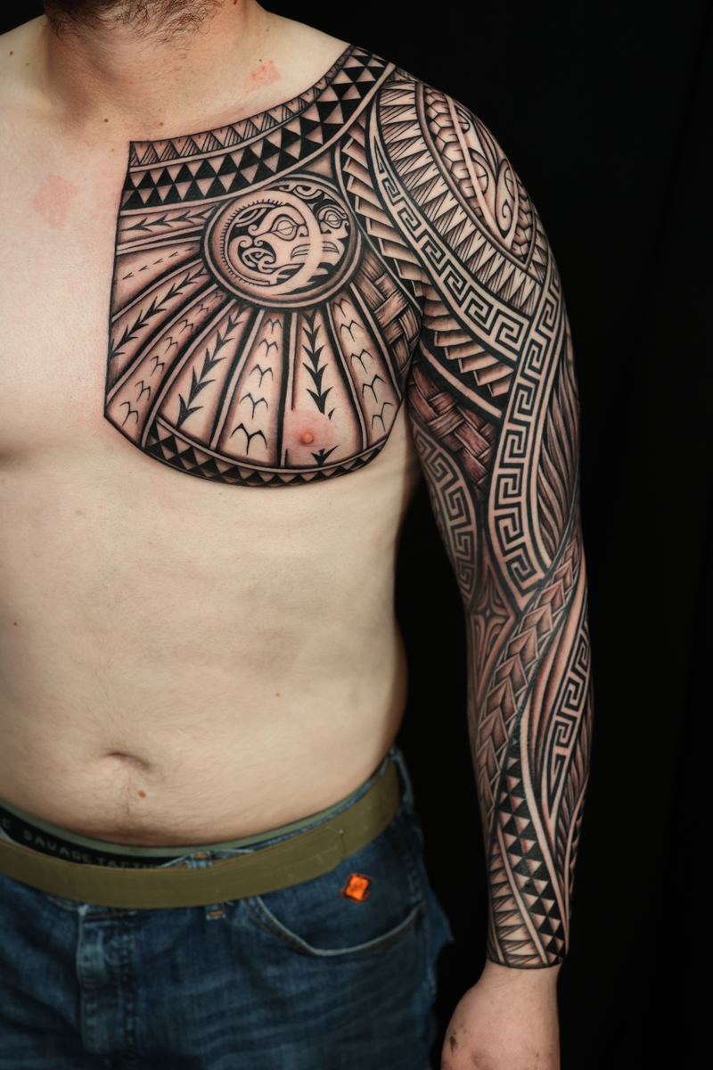 Polynesian arm sleeves tattoo by Joshawa Elsas – IslandTAT San Diego