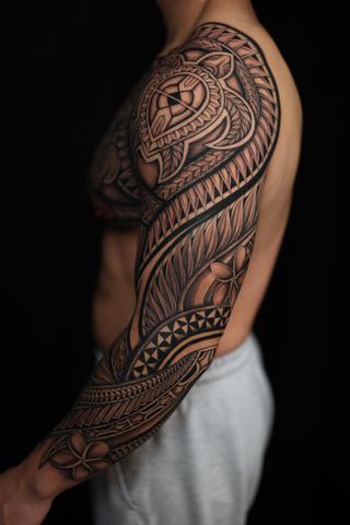 Joshawa Elsas · Arm Sleeves — Polynesian tattoo by IslandTAT San Diego