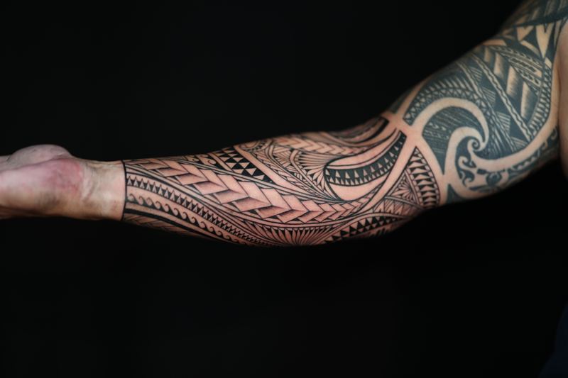 Polynesian arm sleeves tattoo by Joshawa Elsas – IslandTAT San Diego