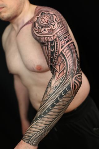 Joshawa Elsas · Arm Sleeves — Polynesian tattoo by IslandTAT San Diego