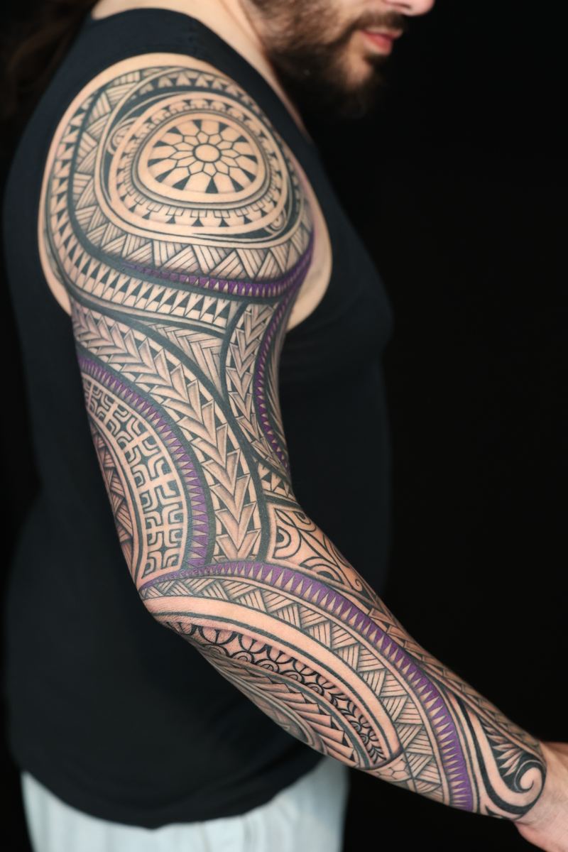Polynesian arm sleeves tattoo by Joshawa Elsas – IslandTAT San Diego