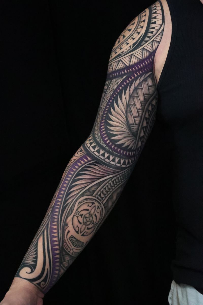 Polynesian arm sleeves tattoo by Joshawa Elsas – IslandTAT San Diego