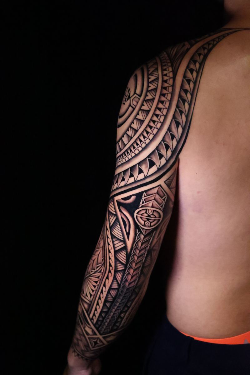 Polynesian arm sleeves tattoo by Joshawa Elsas – IslandTAT San Diego