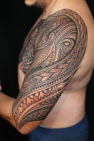 Joshawa Elsas · Half Sleeves — Polynesian tattoo by IslandTAT San Diego